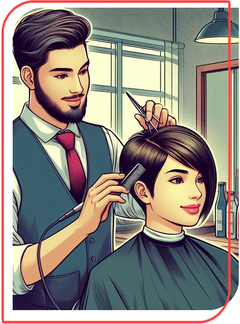 Um homem cortando seu cabelo