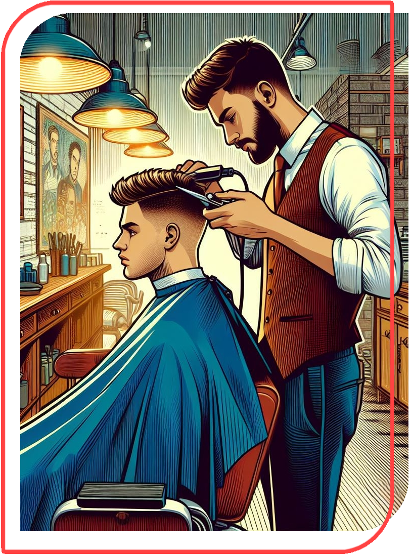 Um homem cortando seu cabelo